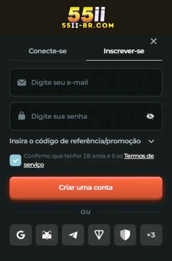 Cadastro rápido e simples no 55ii cassino